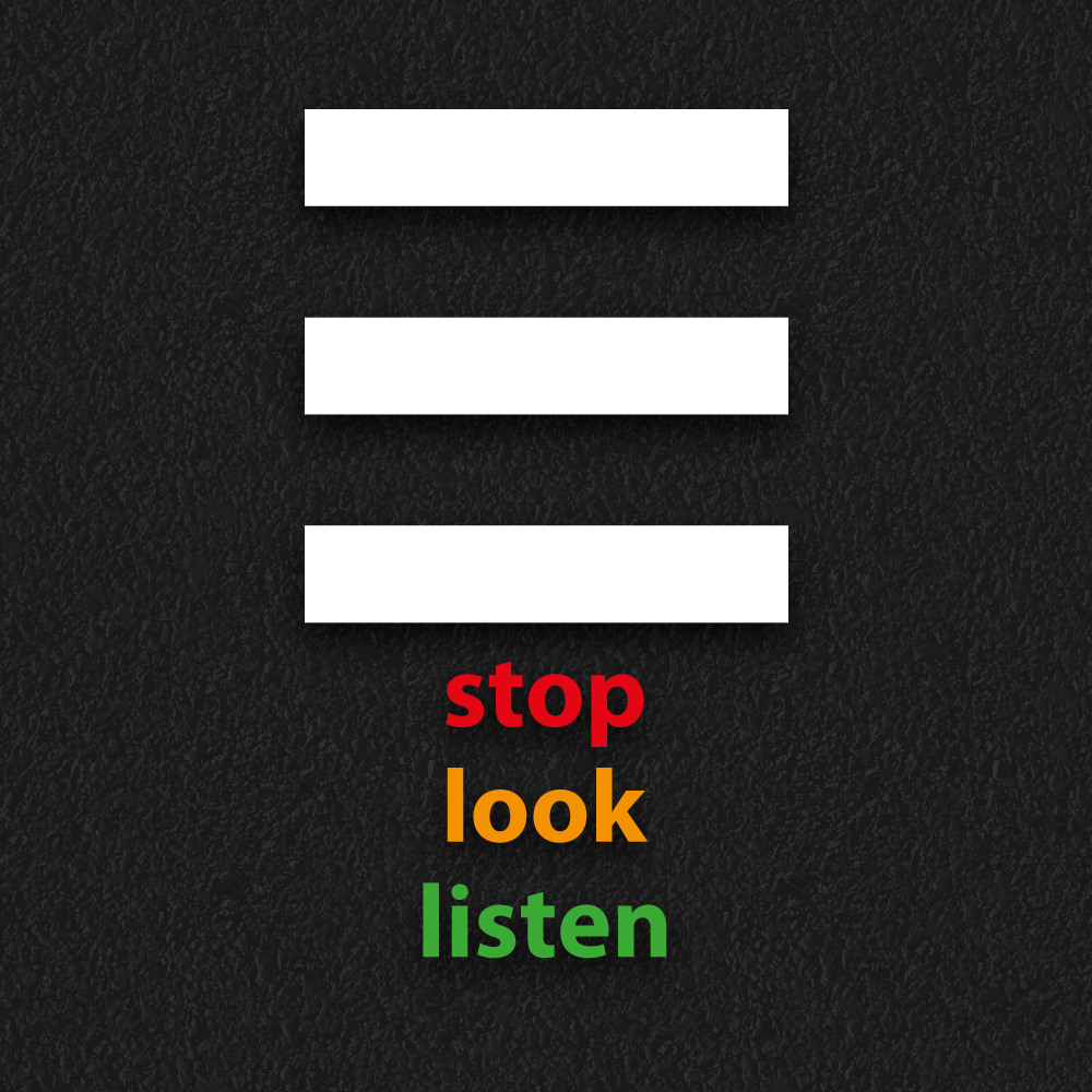 Playground Markings | Roadways | Zebra Crossing Stop Look Listen Zebra Crossing Stop Look and Listen Roadway playground markings
