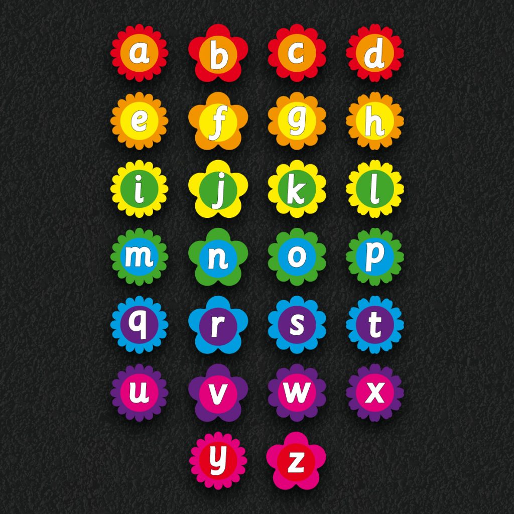 Colourful flowers with alphabet playground markings