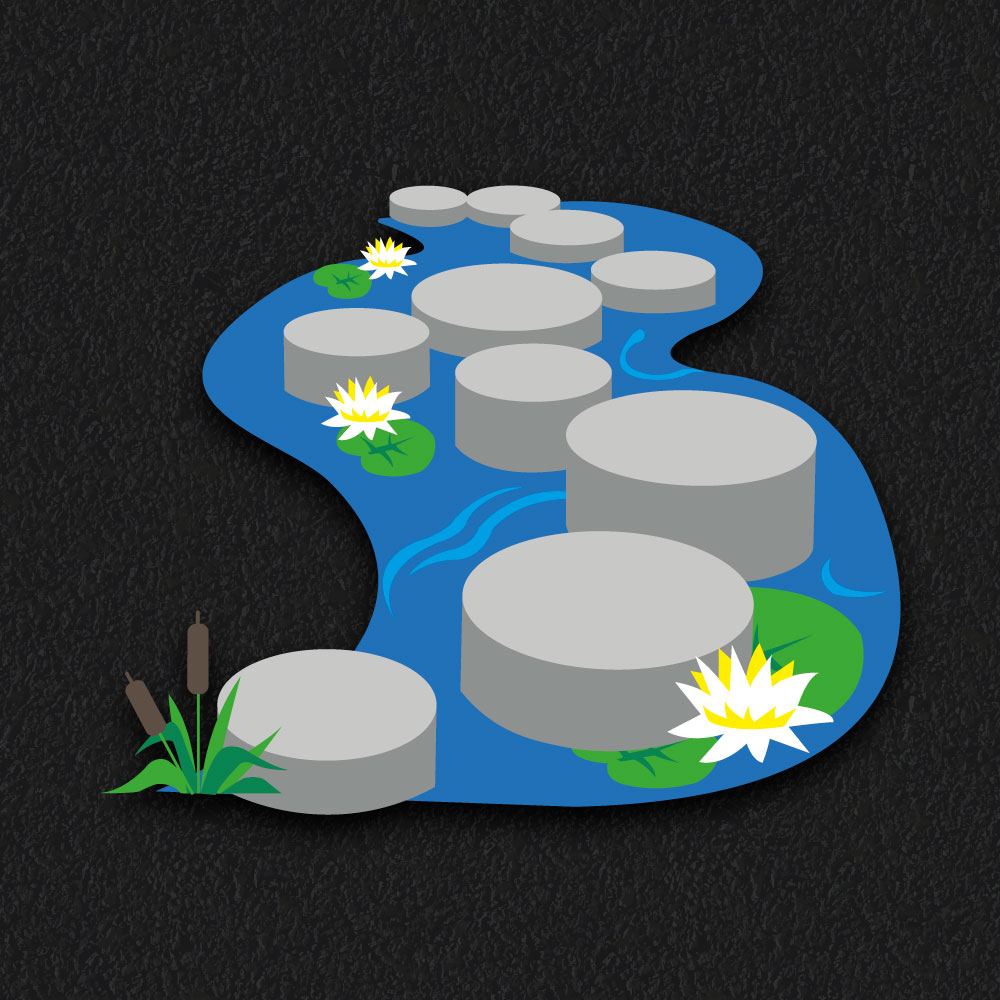 3D Game Markings pond hopping design with stepping stones