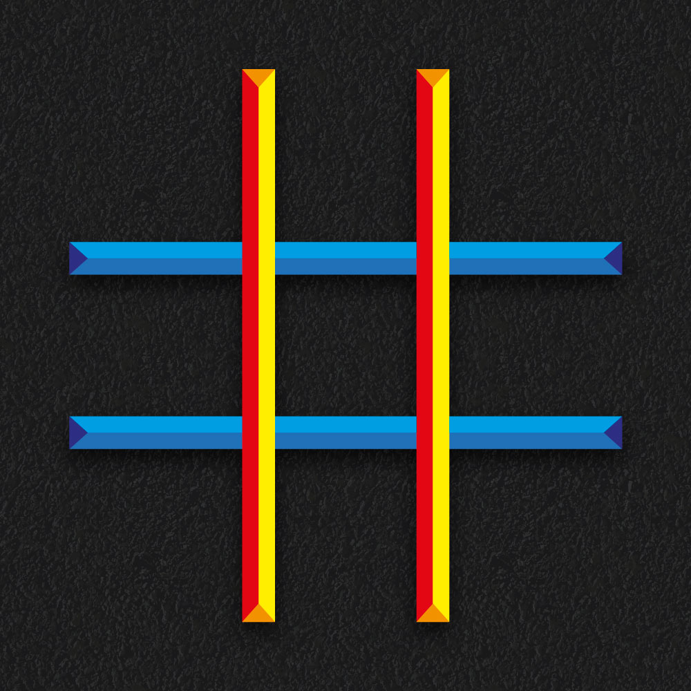 Colourful noughts and crosses playground markings