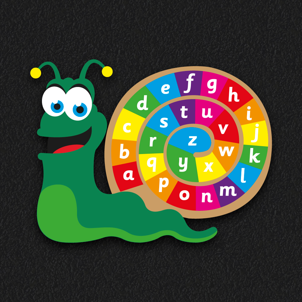 Snail letter learning alphabet spiral playground markings for schools