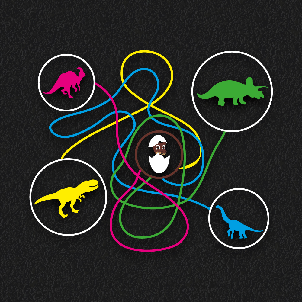 Dinosaur matching maze game playground markings