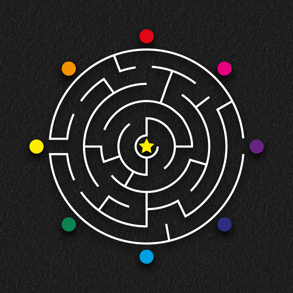 Maze markings playground circular white reach the centre maze