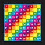 1-100 number grid with rainbow patterns playground markings