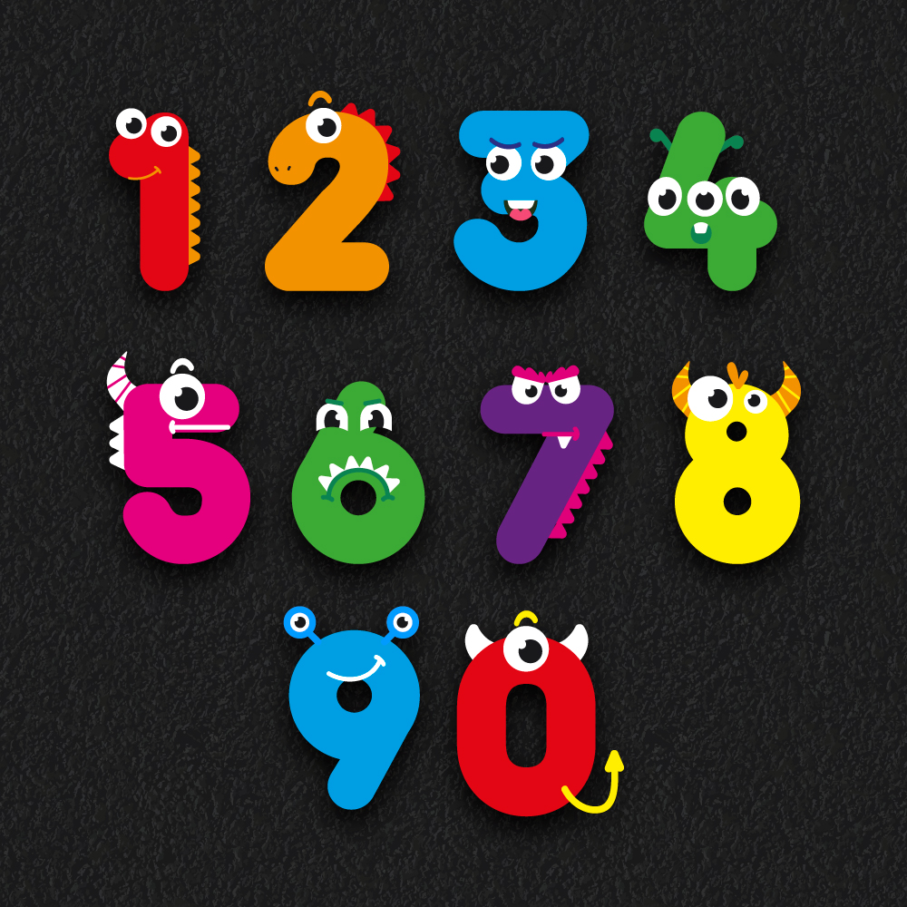 Number faces character design playground markings