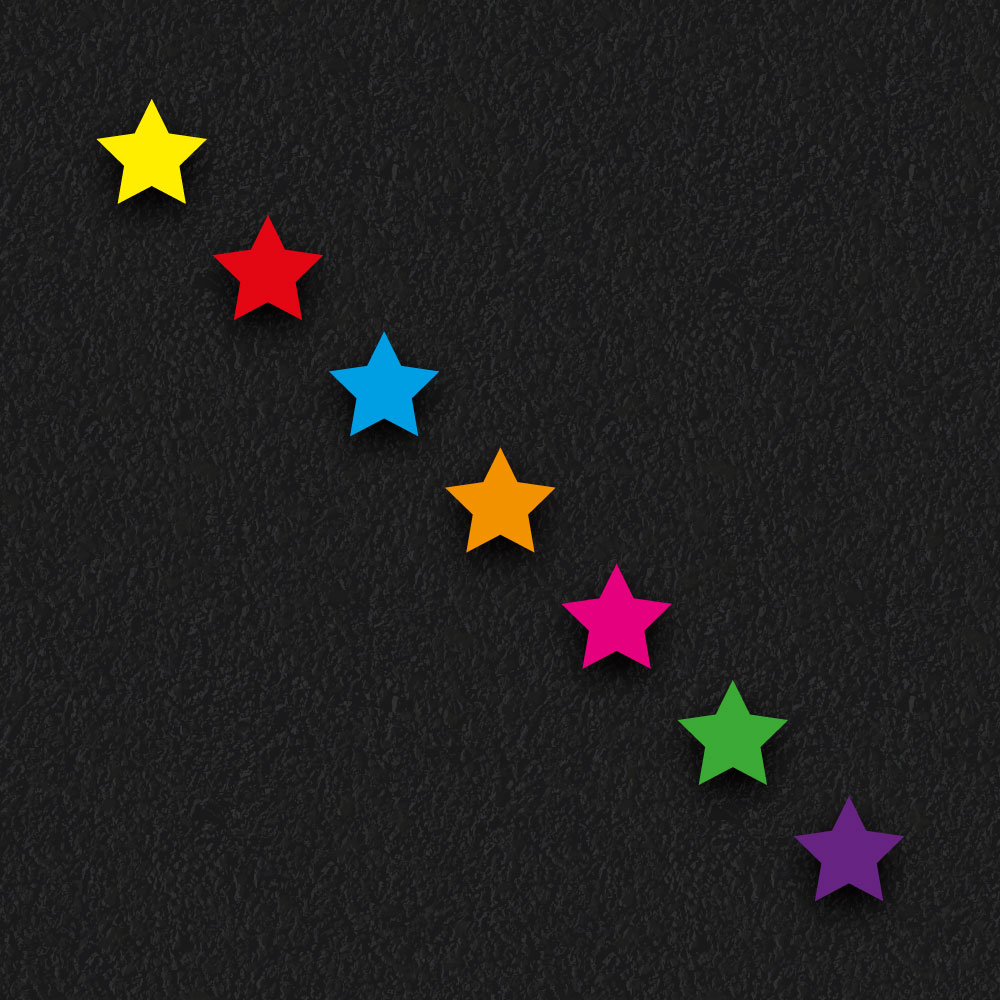Rainbow line of stars playground markings