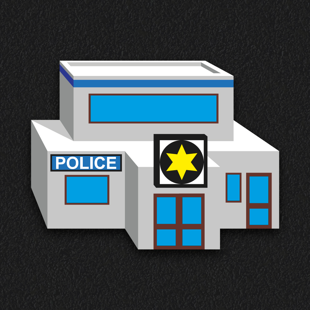 Playground Markings | Roadways | Police Station Police station building for roadway playground design