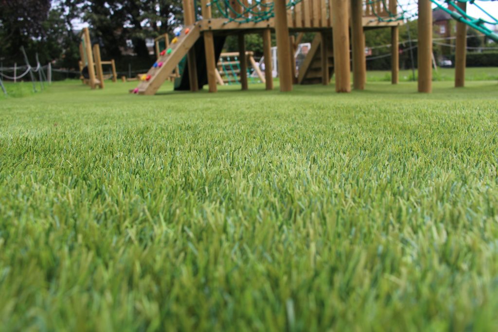 Vibrant green artificial grass