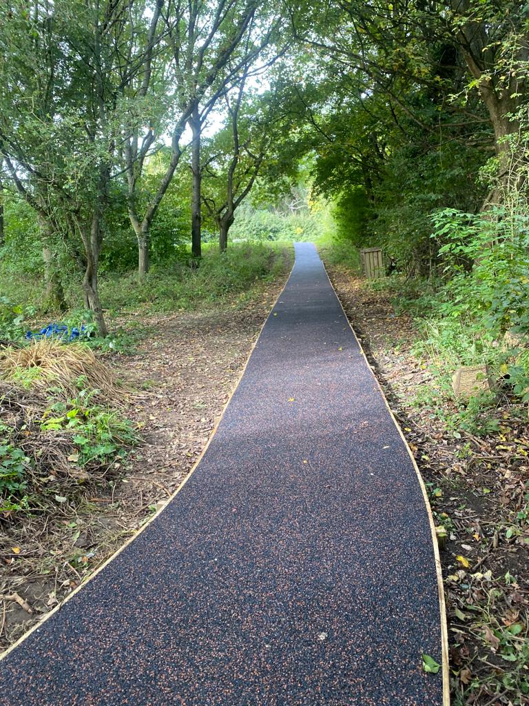 Daily Mile track with black rubber mulch