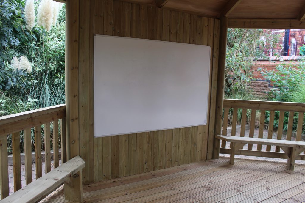 Giant whiteboard in gazebo