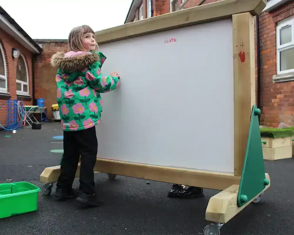 Play Panels - Mark Making Panels - White Board - Wheel Mounted - Child Left