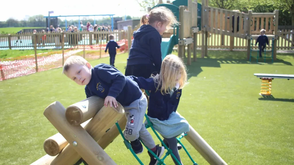 Children Climbing A-Frame Trim Trail Component