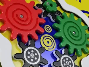 Colourful cog play panel