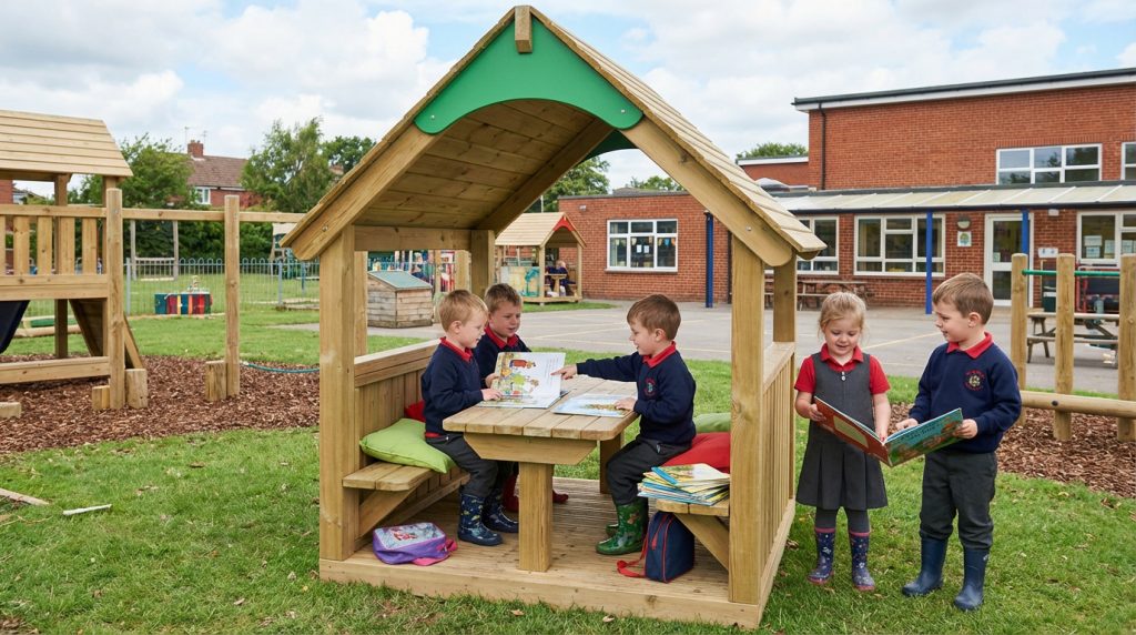 Mini Reading hut with side benches and table