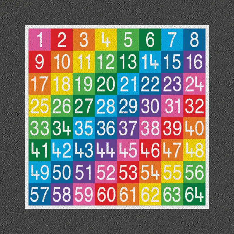 Educational Playground Markings Number Grid 1-64