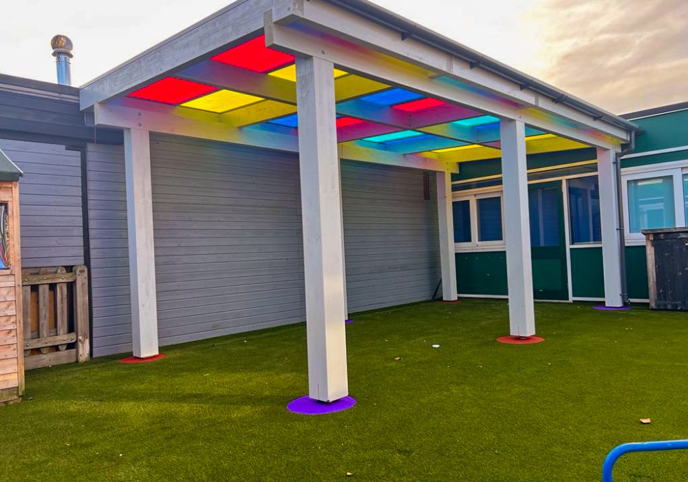 coloruful perspex canopy shelter