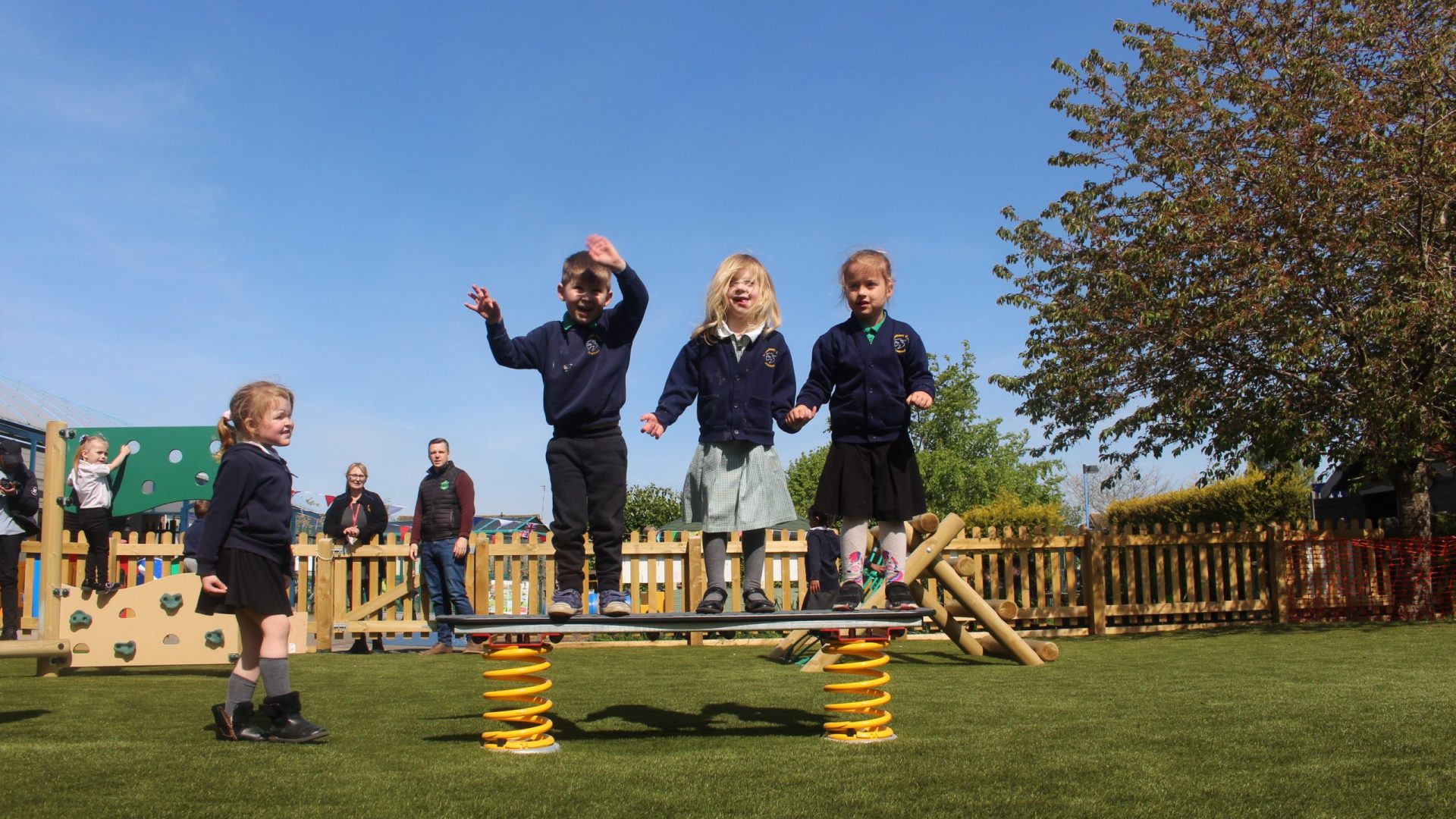 St Michaels KS1 Jumping on Trim Trail Primary Key Stage 1 Key Stage 1 Trim Trail