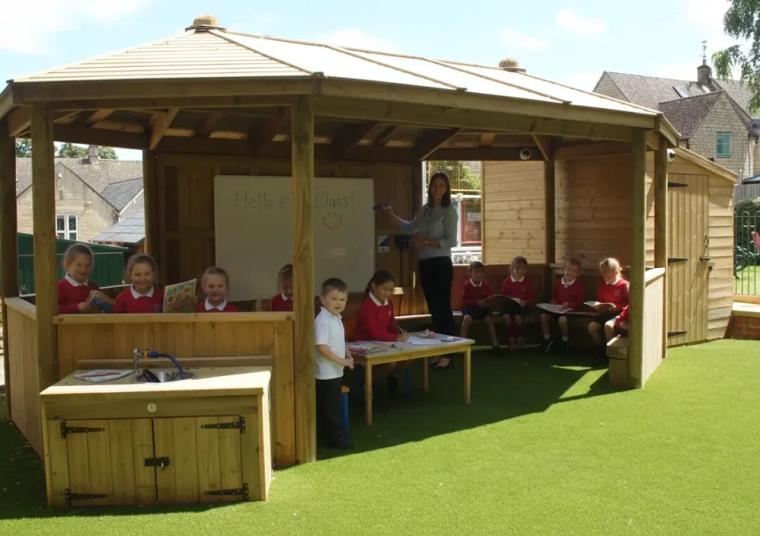 Large Extended Hexagonal Gazebo with Children