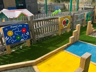 Play Panels - Fun & Games & Sensory - Pond Life, Cog Shaker, Flower Bug