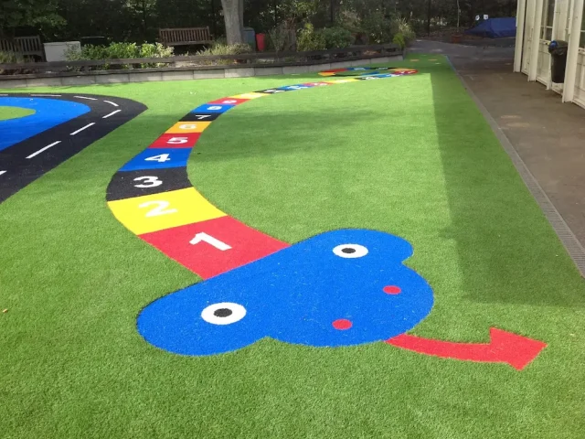 Giant Number Snake playground marking on artificial grass