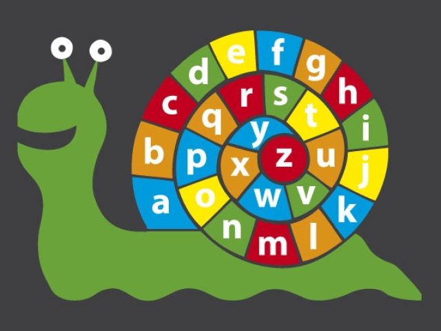 Snail letter learning alphabet spiral playground markings for schools