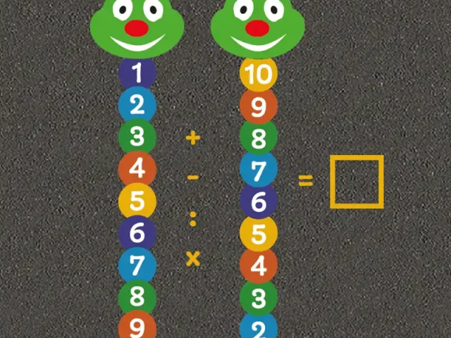 Thermoplastic educational playground markings counting caterpillars