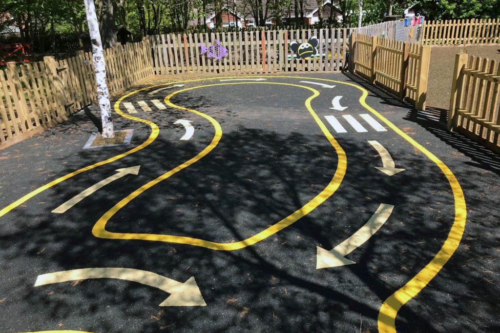 playground markings roadway with zebra crossings