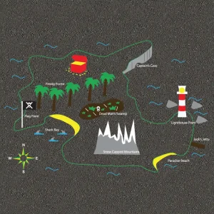 Treasure map adventure trail for sensory EYFS play.