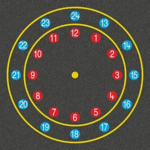 Colourful 24-hour clock playground marking