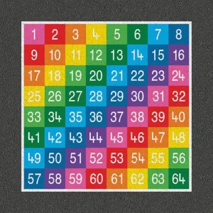 Educational Playground Markings Number Grid 1-64