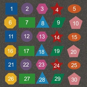 1-30 colourful number shapes playground markings