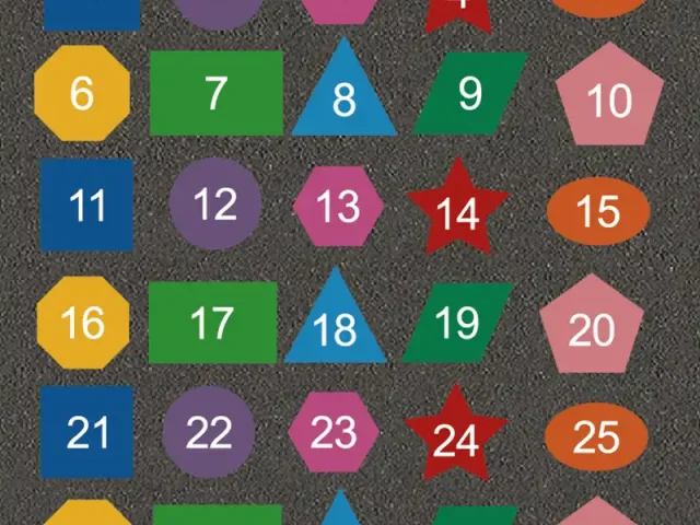 1-30 colourful number shapes playground markings