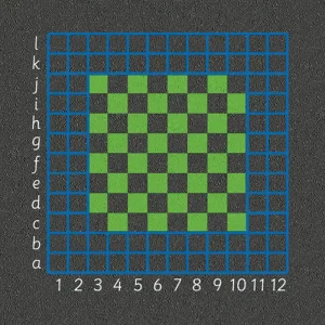 Educational playground green co-ordinate grid markings