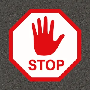 Octagonal Stop Sign with hand play marking design for roadway designs