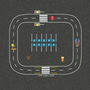 Road Track Set Roadway markings with zebra crossings, fire engine, parking bays and lollipop person markings