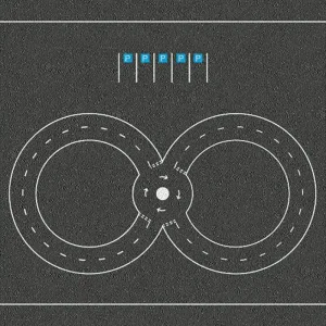 Figure of 8 Road Track Roadway marking with roundabout and parking bays
