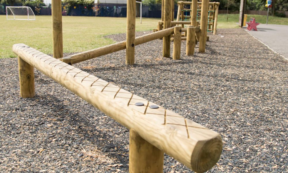 wooden balance beam to improve balancing for young children